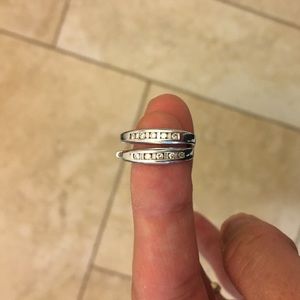 14 K white good hoops with diamonds